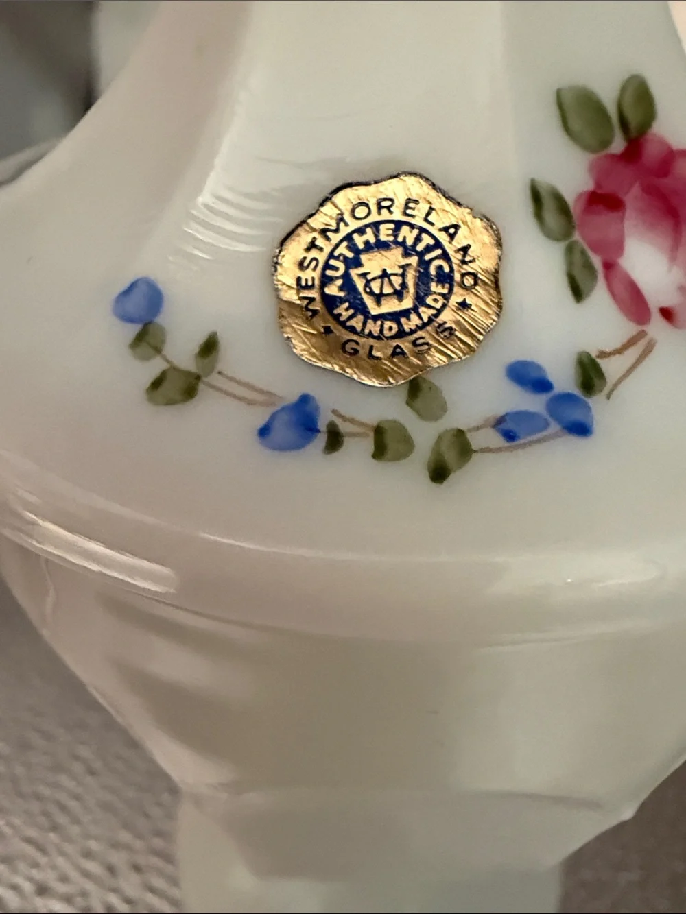 Vintage Westmoreland Hand Painted Opaque White Milk Glass Candy Dish
